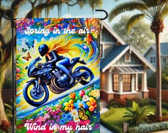 Motorcycle Garden Flag PNG for Sublimation Personalized Biker Yard Flag Biker Decor Spring Biker Flag Harley Davidson Decor