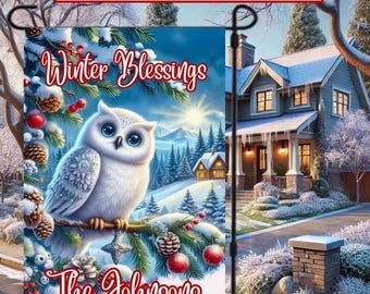 Snowy Owl Winter Garden Flag Owl Winter Flag Template Winter Garden Flag PNG Snowy Owl Winter Yard Flag Snowy Owl Wall Art Printable