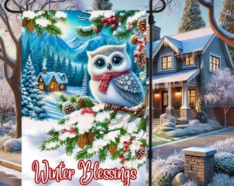 Snowy Owl Winter Garden Flag Owl Winter Flag Template Winter Garden Flag PNG Snowy Owl Winter Yard Flag Snowy Owl Wall Art Printable