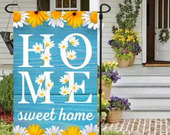 Home Sweet Home Garden Flag 12x18 Daisy Welcome Yard Decor Spring and Summer Outdoor Flag Farmhouse Porch Decor Housewarming Gift