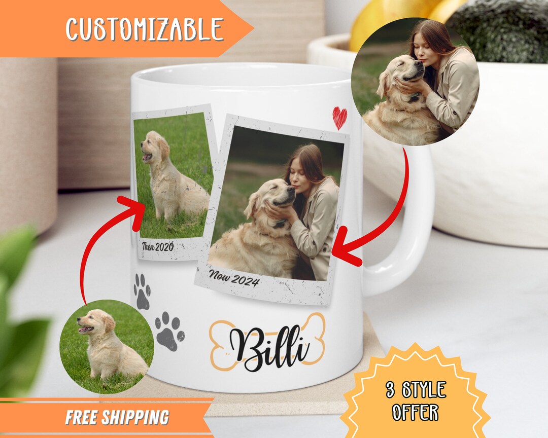 Then and Now Picture Mug Custom Dog Mug Personalized Dog Etsy