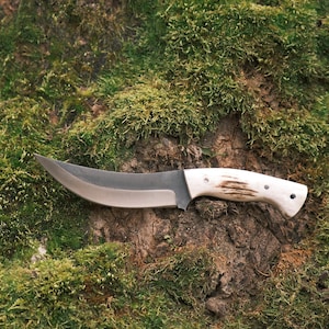 Ottoman-Style Hunting Knife: Stag Horn Handle, Full Tang Blade