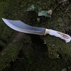 Couteau Bowie De Survie Fait Main - Lame D2 - Manche En Bois De Cerf - Fourreau Cuir Inclus