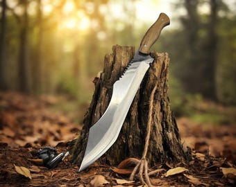 Ultimate Bushcraft Machete Knife , Ergonomic No-Slip Walnut Handle and Belt Sheath for Gardening, Land Management , Unique Mens Gift
