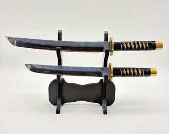 Decoratief samurai-katanazwaard, set van 2 met displaystandaard, verzamelbaar zwaard en schede in Japanse stijl voor huisdecoratie of cadeau