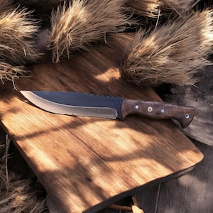 Premium Handmade Hunting Knife with Walnut Handle,Real Bowie Knife with Sheath,Perfect for Camping, Trekking and Outdoor Survival Adventures