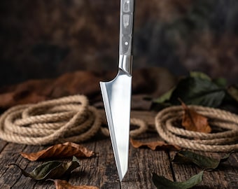 Cuchillo deshuesador japonés Honesuki con mango de verzalit, cuchillo de cocina profesional y acero alemán de alta calidad, regalo de cocina personalizado