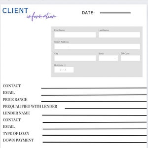 Real Estate Client Intake Form