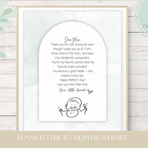 Carta engraçada para o Dia das Mães de um bebê/presente para uma nova mamãe para imprimir/presente hilário para uma nova mamãe/lembrança para o Dia das Mães/carta personalizada de uma criança