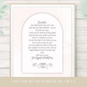 Carta del Día de la Madre de los Hermanos a Mamá/Carta imprimible para mamá/Regalo de recuerdo para mamá/Carta editable/Carta personalizada/Minimalista