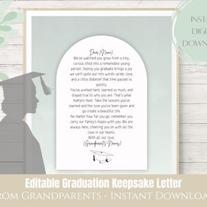 Carta de graduación de un abuelo/Regalo imprimible para un nieto/Recuerdo de graduación editable/De la abuela, el abuelo, la nana, el papá