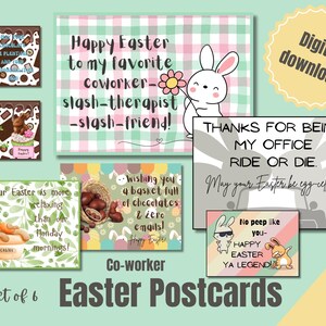 Lot de 6 cartes postales de Pâques pour remercier des collègues/Imprimables et numériques/Cartes de remerciement pour les collègues/Cadeau pour l'équipe de bureau/Positionnalité sur le lieu de travail
