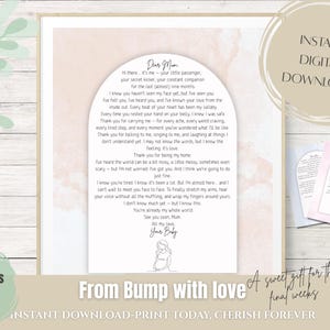 Carta da Barriga para Mamãe/Mamãe – Fim da Gravidez para Imprimir | Carta da Barriga de Bebê | Presente para Futura Mamãe | Editável e Pronto para Imprimir | Lembrança