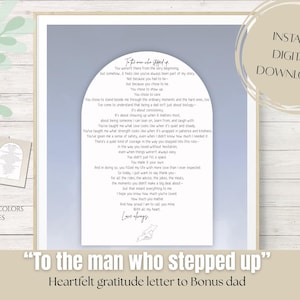 Stepped-Up Dad Father&#39;s Day Letter–Bonus Dad Printable Keepsake | Stepdad Gift from Child | Editable Canva Templates and Ready-to-Print PDF