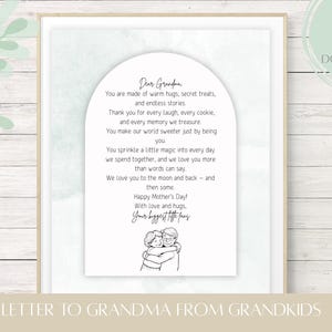 Modelo de carta para a avó para impressão no Dia das Mães/Lembrança da avó/Carta para a avó dos netos/Minimalista natural/Presente pronto para imprimir