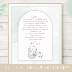 Carta para el primer día de la madre de un bebé/Editable e imprimible/Regalo imprimible para el día de la madre/Carta de recuerdo para una nueva mamá/3 tamaños/Minimalista