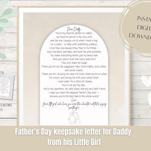 Carta para el Día del Padre de mi Hija / Carta imprimible para papá de mi Niña / Plantilla editable y lista para imprimir / Regalo para el Día del Padre