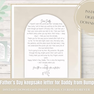 Carta a papá desde la pancita / Carta imprimible del Día del Padre / Carta para papá primerizo desde el bebé / Desde la pancita / Plantilla de Canva editable y lista para imprimir