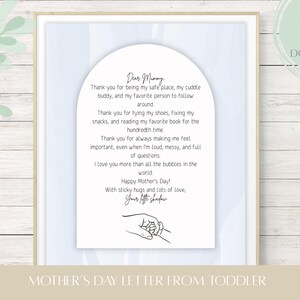 Carta de Dia das Mães para Crianças/Carta para Imprimir para a Mãe/Presente de Dia das Mães para Pré-Escola/Carta Sincera para a Mãe/Editável e Pronto para Imprimir