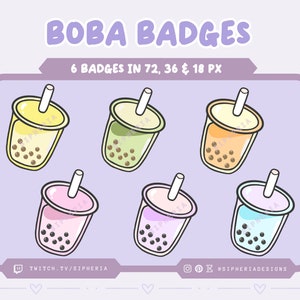 Cute Pastel Boba Subscriber Badges for Twitch / Discord / Kick / Youtube Streaming