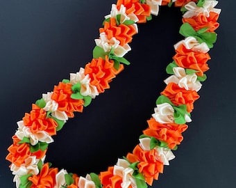 hawaiian-ribbon-lei-pink-ivory-yellow-satin-ribbon-lei-etsy
