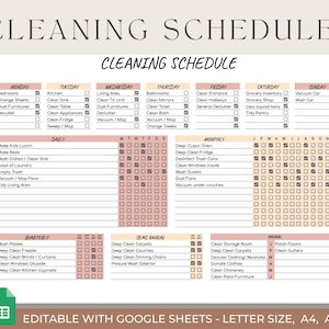 Editable Cleaning Calendar / Printable / Weekly, Monthly, Yearly Cleaning Checklist, ADHD, Cleaning Planner, Housework List / Digital PDF