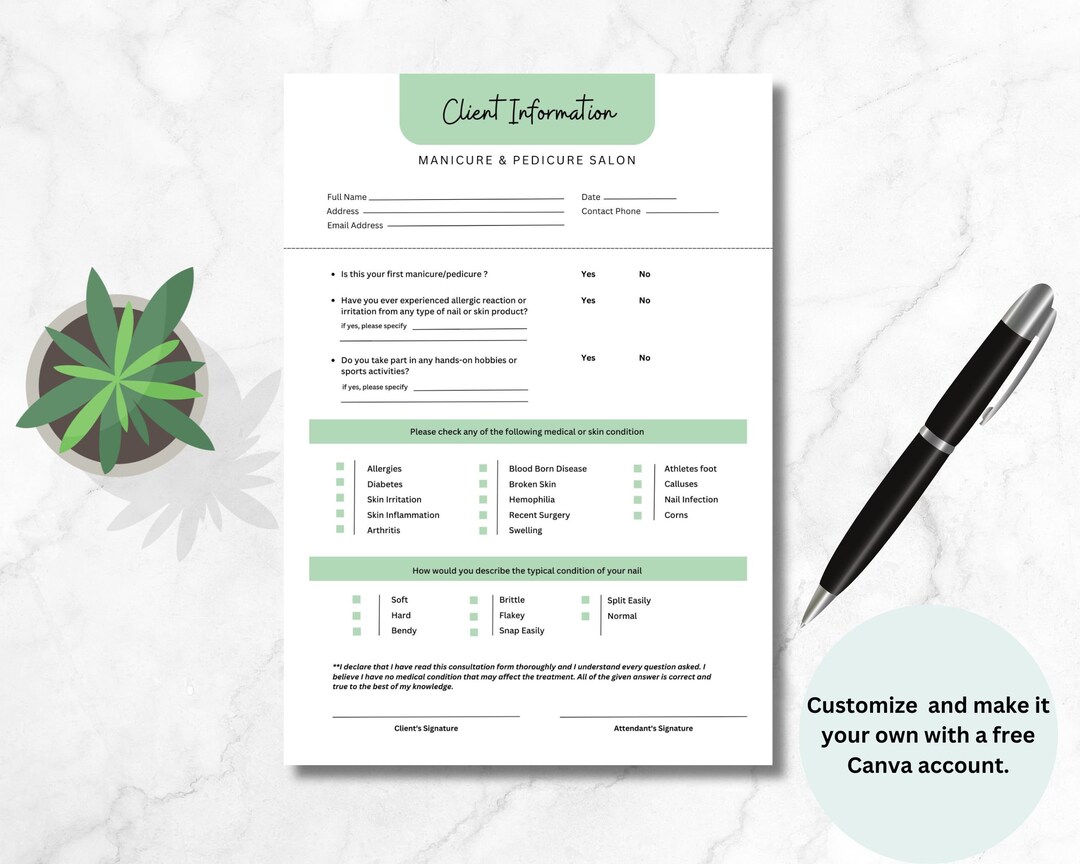 Client Intake Form Printable DIY Editable Order Form - Etsy Australia