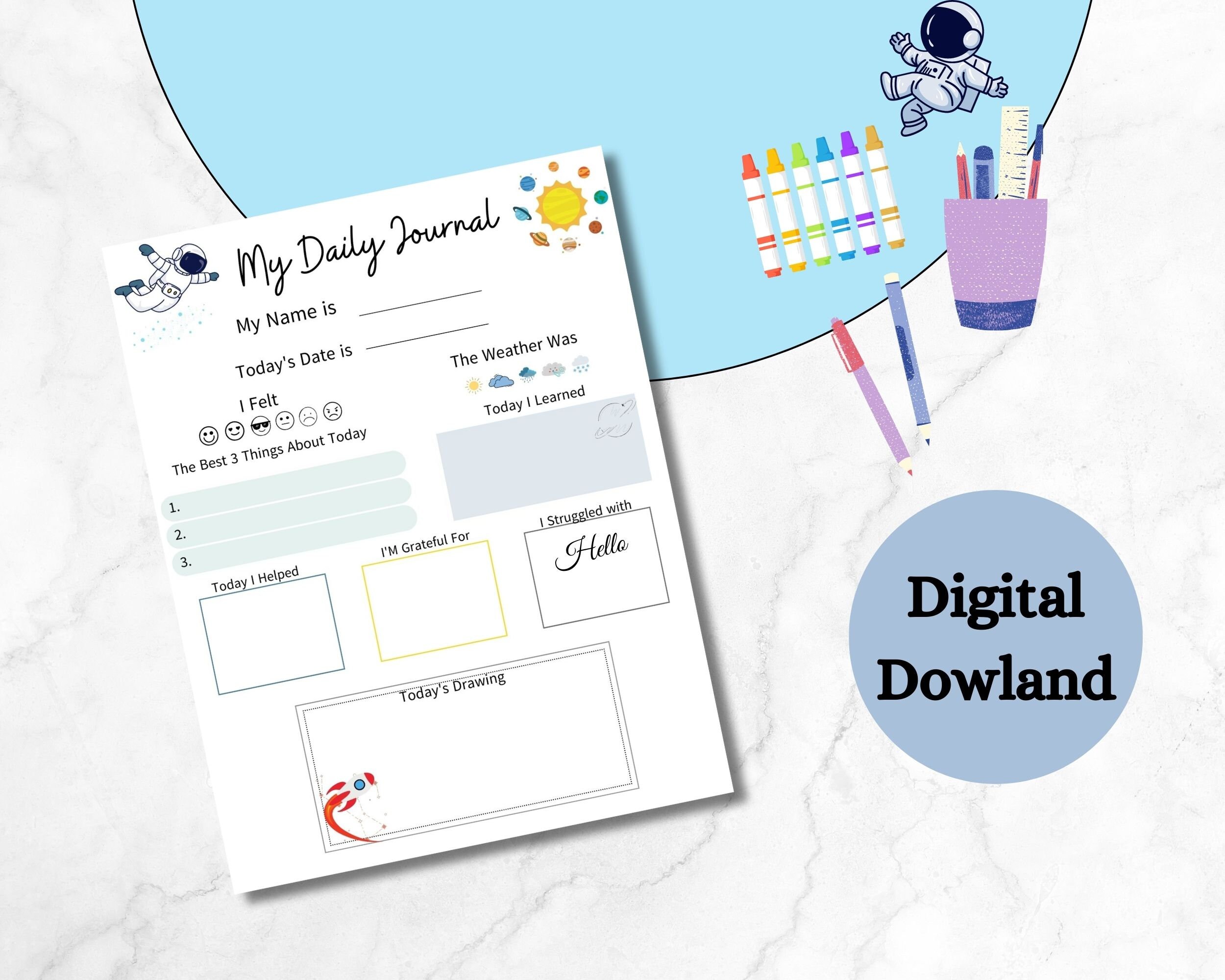 Kids Daily Journal Kids Weekly Planner Printable Kids Journal Diary for ...