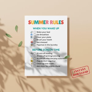 Sommarsysslor | redigerbar | Utskrivbar sysslor för barn | Sommarchecklista | rutin | regler | skärmtid | Sommarregler bild 7