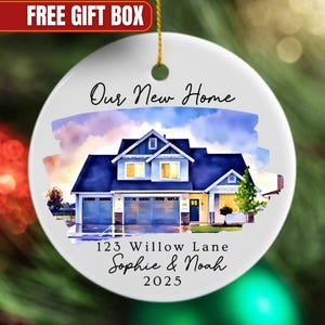 Personalized New Home Ornament with Photo, Custom House Address Ornament, Housewarming Gift, Realtor Closing Gift, Couple’s First Home