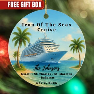 Personalized Family Cruise Ornament, Custom Cruise Ship Ornament, Vacation Keepsake, Cruise Christmas Gift, Gift for Cruise Lovers