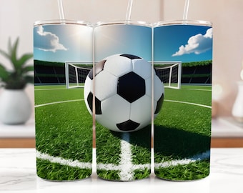Soccer Ball 20 oz Skinny Tumbler Digital Design for Sublimation: Soccer Wrap in PNG (Instant Download, Digital Only)