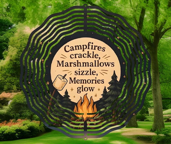 Camping Wind Spinner, Campfire Windspin Digital Design for Sublimation: marshmallows, camp life windspinner, camper PNG Design Download