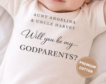 Personalized Godparents Proposal Onesie®, Will You Be My Godparents Baby Bodysuit, Baptism Announcement Gift