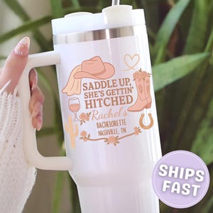 Cowgirl Bachelorette 40oz Tumbler with Handle, Last Rodeo Bach Party Travel Cup, Personalized Western Country Nashville Bachelorette Party