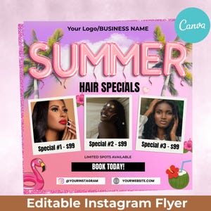 Summer Hair Specials Flyer | Summer Sale Flyer Hairstylist |  editable | Summer Special Flyer | Summer Templates | hair template | Hair sale