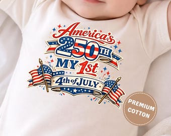 My First 4th of July Onesie®, USA 250 Baby Outfit, America 250th Birthday Shirt, Patriotic Baby Bodysuit, Independence Day 2026