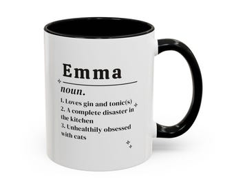 Personalized Name Definition Mug – Custom Name Meaning Coffee Cup – Unique Gift for Mom or Dad