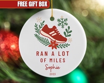 Ran a Lot of Miles 2025 Ornament, Marathon Runner Ornament, Running Gift, Cross Country Ornament, Gifts for Runners, Running Christmas