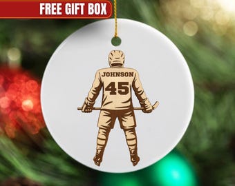 Personalized Hockey Ornament, Custom Hockey Jersey Ornament with Name & Number, Hockey Sports Player Ornament, Custom Hockey Team Gift