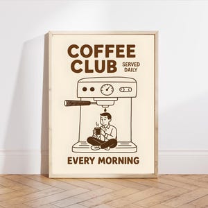 Arte murale Coffee Club / poster del caffè / arte murale / stampa del caffè / stampe artistiche del caffè digitali / stampe artistiche del bar del caffè / poster della cucina / caffè