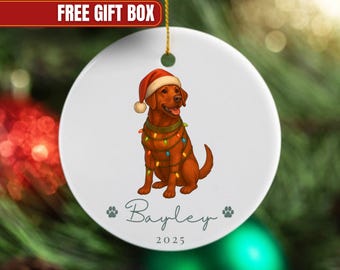 Custom Fox Red Labrador Ornament, Personalized Red Lab Christmas Bauble, Labrador Retriever Dog Lovers, Red Fox Lab Mom Stocking Stuffer