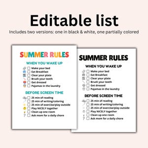 Sommarsysslor | redigerbar | Utskrivbar sysslor för barn | Sommarchecklista | rutin | regler | skärmtid | Sommarregler bild 5