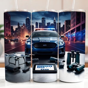 Police 20 oz Skinny Tumbler Digital Design for Sublimation: Police Patrol Wrap in PNG (Instant Download, Digital Only)