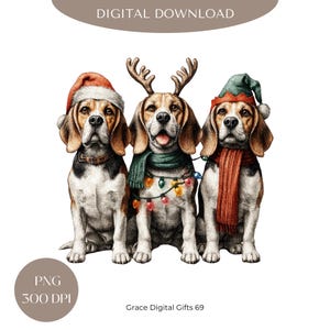 Beagle kerst PNG-clipart Beagle hond vakantie kunst digitale download