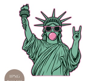 Statue of Liberty 4th of July PNG: Patriotic America Design (Digital Download