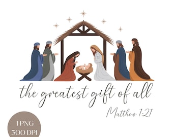Jesus Nativity PNG: Christian Christmas Sublimation (Digital Download)