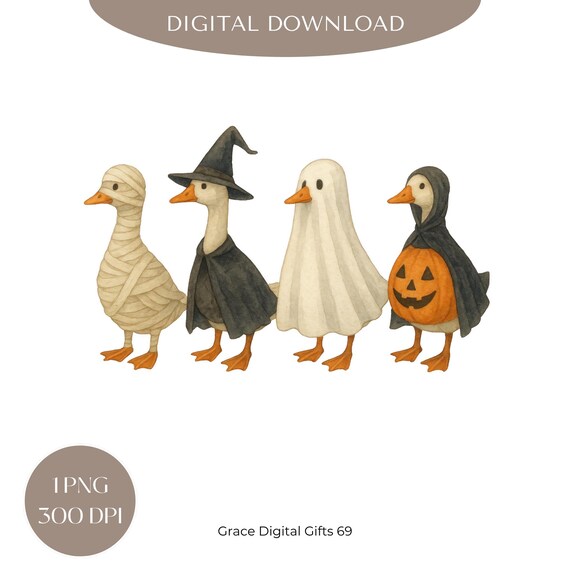 Halloween Goose PNG: Spooky Costume Clipart (Digital Download, 4500x4500px)