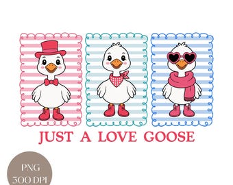 Valentine Goose Coquette PNG: Oca sciocca di San Valentino, adorabile anatra dell'amore Download digitale