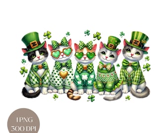 St. Patrick's Day Cats PNG: Lucky Irish Cat Clipart (Digital Download)